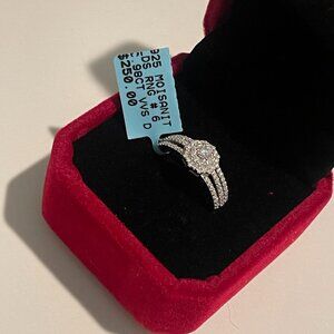 GORGEOUS!! Moissanite Halo Ring Set VVS D – Size 6